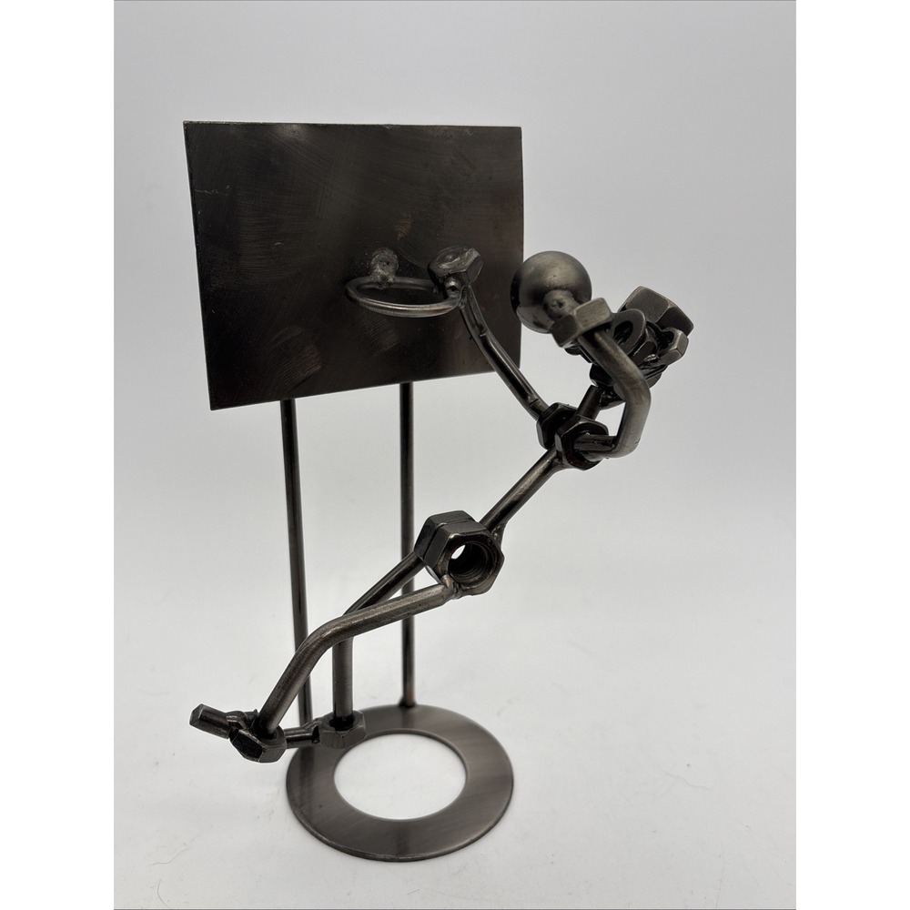 Metal Art Sculpture Nuts & Bolts Standing Basketball Figure